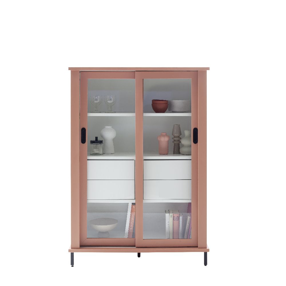 SCHÖNER WOHNEN-Kollektion Schiebetürenschrank VILLAGE ca. B113 H159 T48 cm in Lack Berry PG.2, inkl.Füße