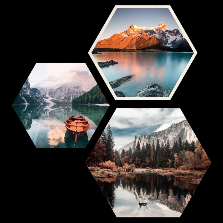 ProArt PRO ART Cut-Outs HEX 3-Teiler Nordic Lake Atmosphere I ProArt PRO ART Cut-Outs HEX 3-Teiler Nordic Lake Atmosphere I
