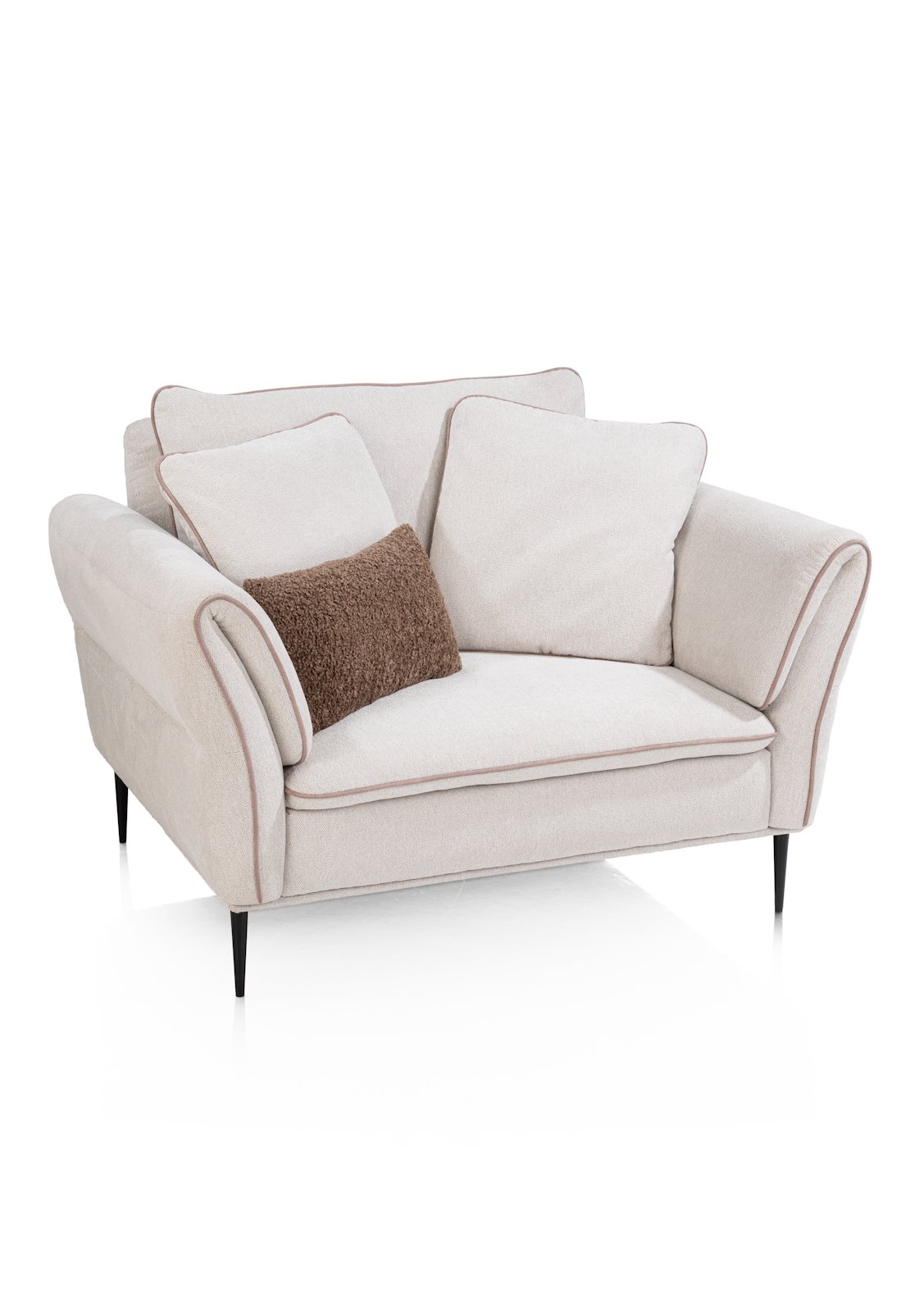 Henders & Hazel 1,5-Sitzer ALMERIA in Santos creme, Sofa, 2-Sitzer, Beige, Stoff, Samtoptik