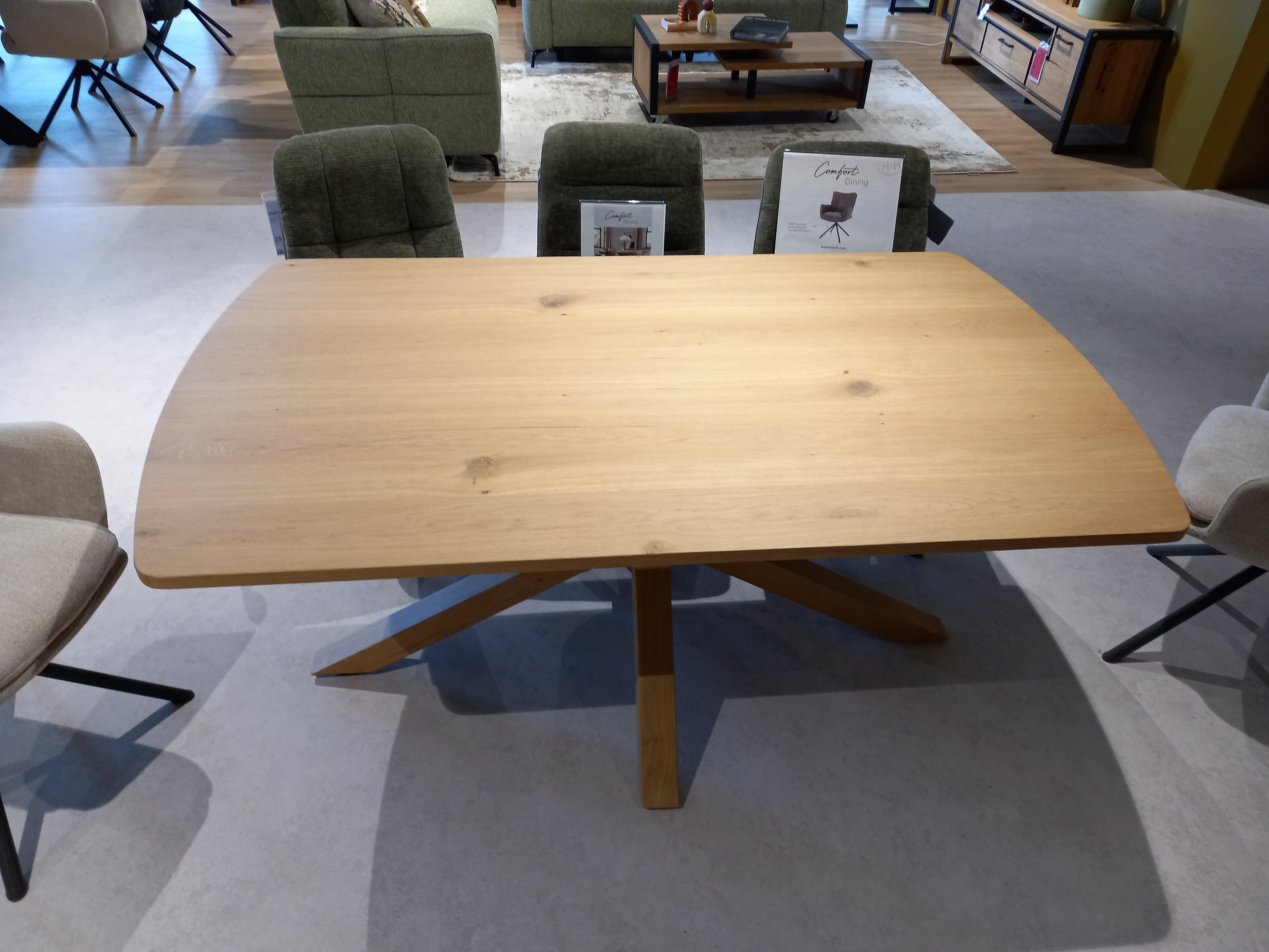 Henders & Hazel Ausziehtisch NYON ca. B100 H77 T170 cm in Eiche natur Platinlack, Esstisch, Eichenholz, Naturholz, Abgerundete Ecken, Mittelfußgestell