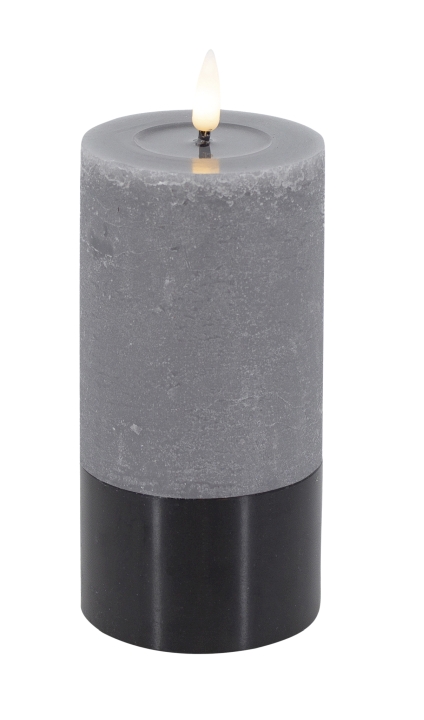 LED-Stumpenkerze LOUNGE in Grau L.C. Wholesaler LED-Stumpenkerze LOUNGE ca. Ø 7,5, H 15cm in mit Alu schwarz/grey rustic