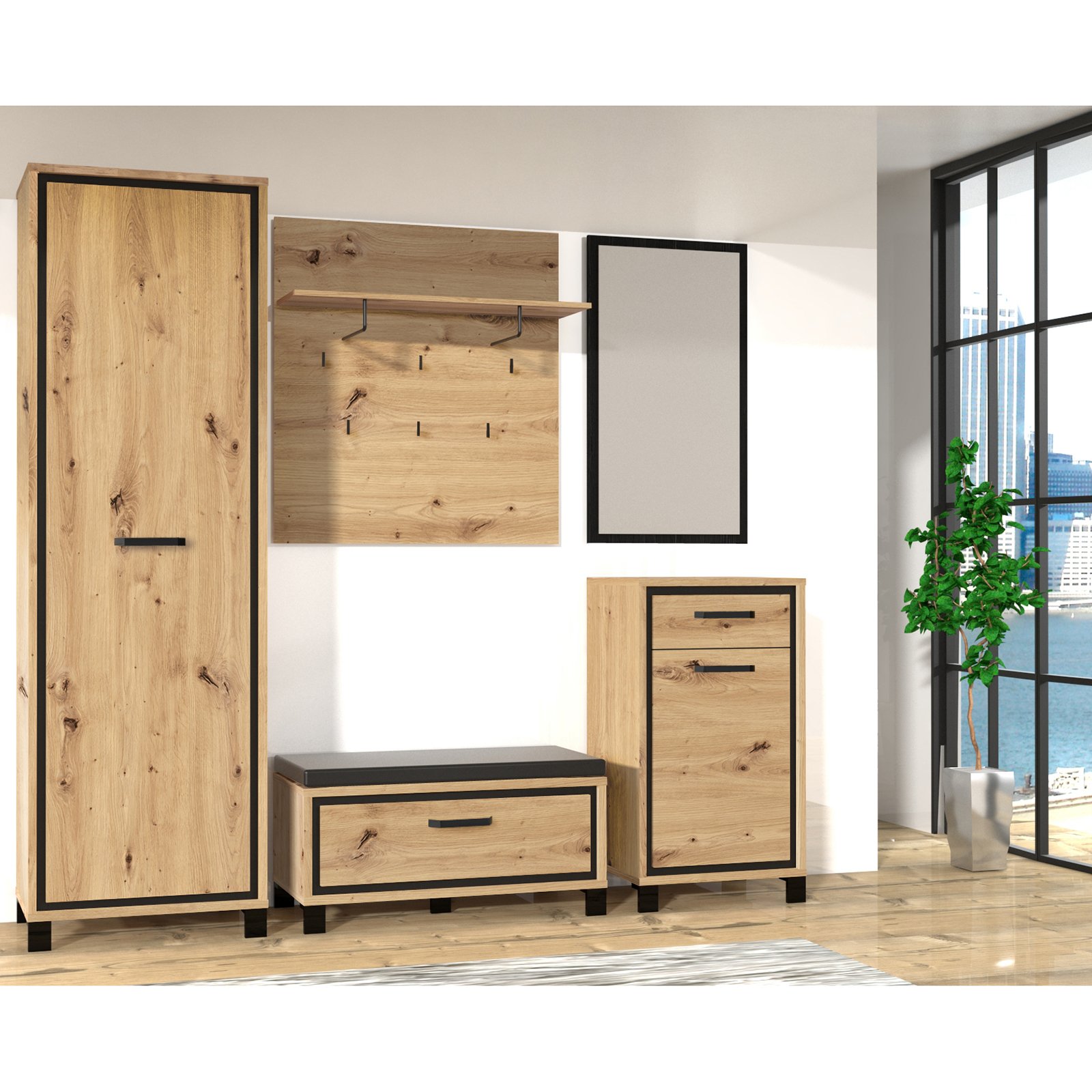 Forte Spiegel Trondheim in Schwarz Eiche, ca. 54 x 100 cm
