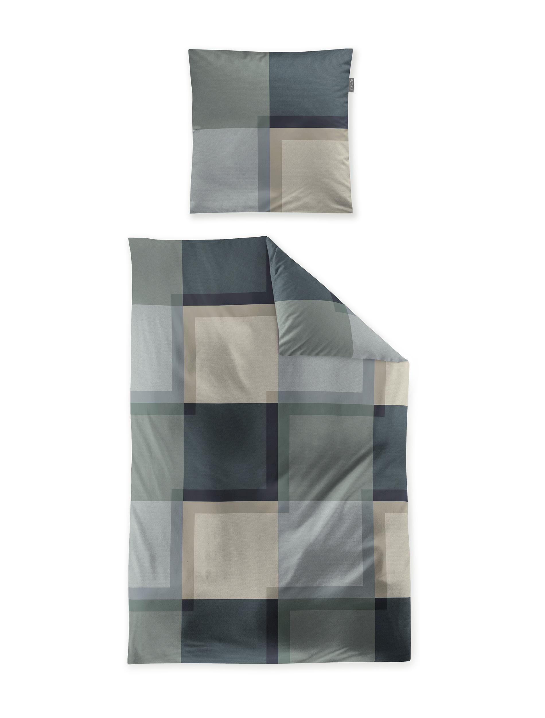 Irisette Mako-Satin Bettwäsche WAVE ca. 135x200cm in Farbe salbei, Kissen, Dekoration für Zuhause, Decke
