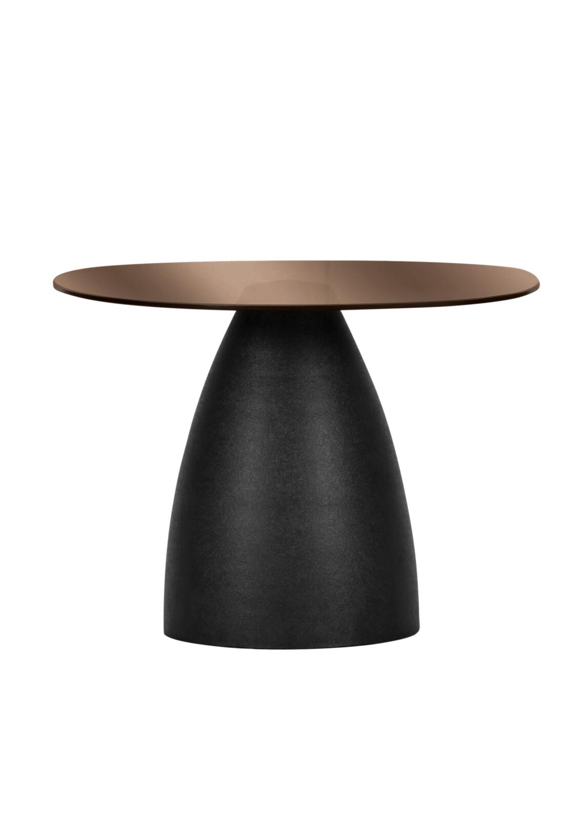 // Couchtisch // Glasplatte braun getönt // Metallgestell braun pulverb. // ca.B65 H45 T57 cm // 8 mm Sicherheitsglas, Tisch, Beistelltisch, Holzkern, Schwarze Basis, Runder Tisch