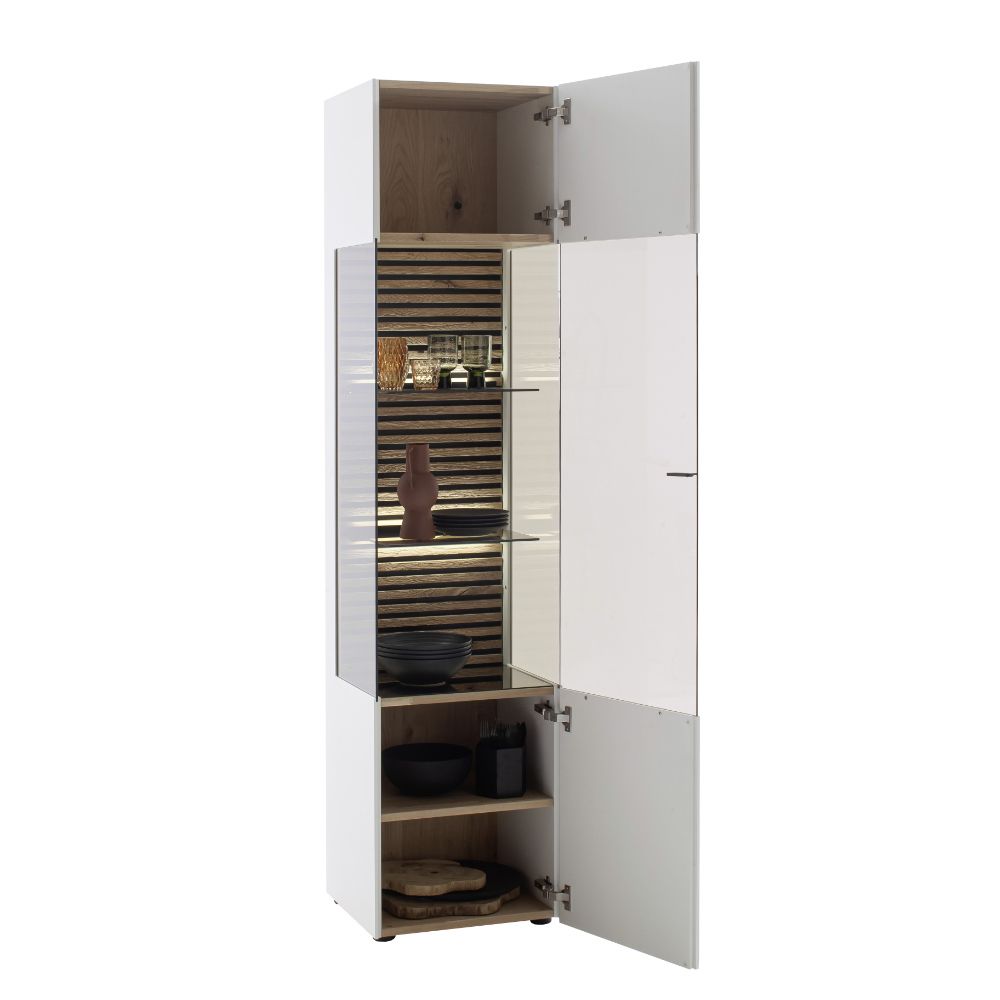 SCHÖNER WOHNEN-Kollektion Vitrine rechts YONNA ca. B48 H205 T44 cm in Kerneiche natur