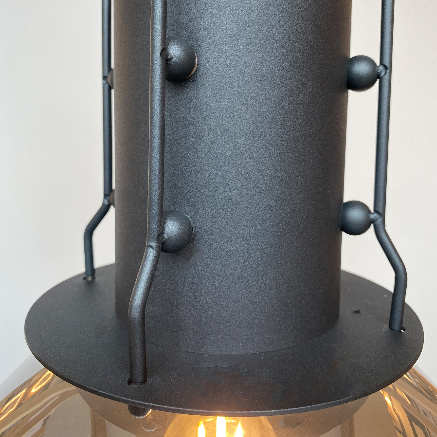 Fischer & Honsel Pendelleuchte LONDO in Metall sandschwarz matt/Glas rauchfarbig