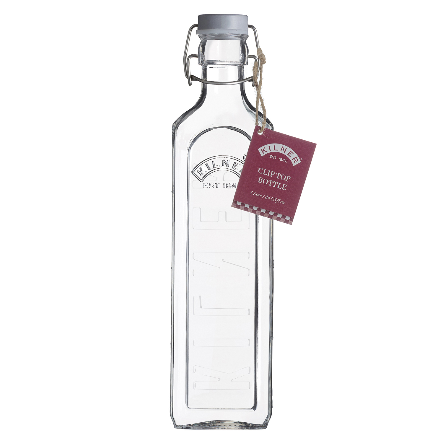 Profino Glasflasche mit Bügelverschluß, eckig, 1 Liter