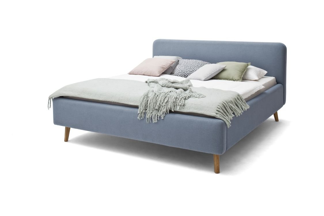 Meise Polsterbett Mattis in Stoff eisblau ca. 140 x 200 cm