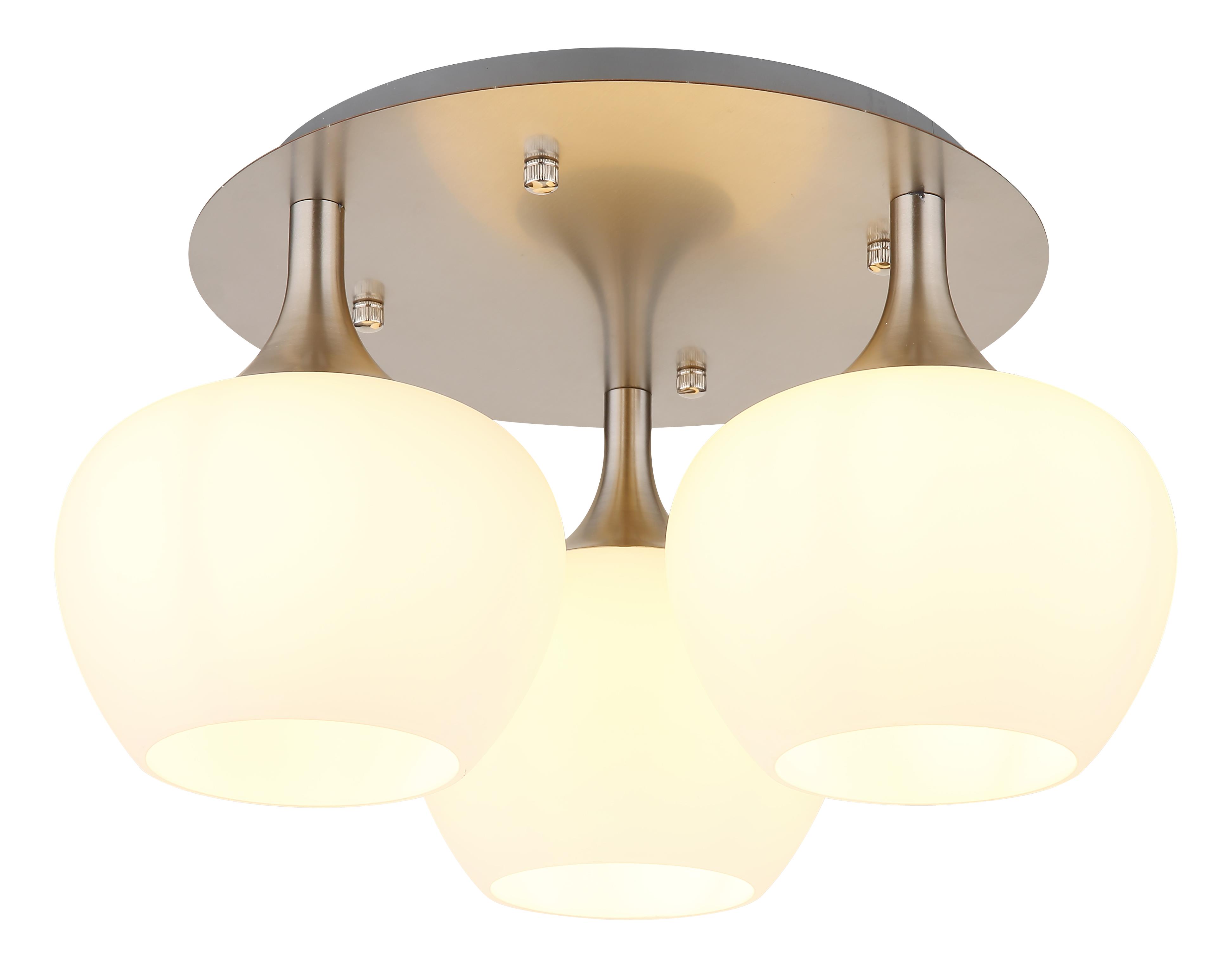 Interliving Deckenleuchte 3-flg. INTERLIVING-9344 D/H ca.25,5x45cm in Metall nickel matt/Glas opal Interliving Deckenleuchte IL-9344 in Metall nickel matt