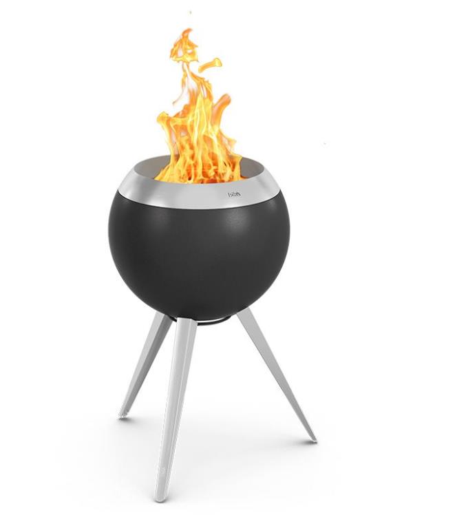 Feuerschale hoch MOON 45 in Durchm. 45cm, H75cm, Feuerkorb, Feuerschale, Metall, Dreibein, Flammen