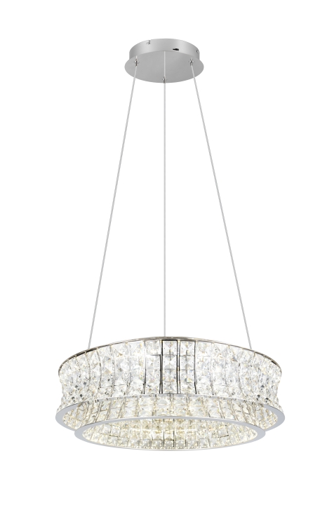 Trio Select LED-Pendelleuchte ZEVION 1-flammig in Farbe chrom, Kunststoff weiß, Leuchter, Lampe