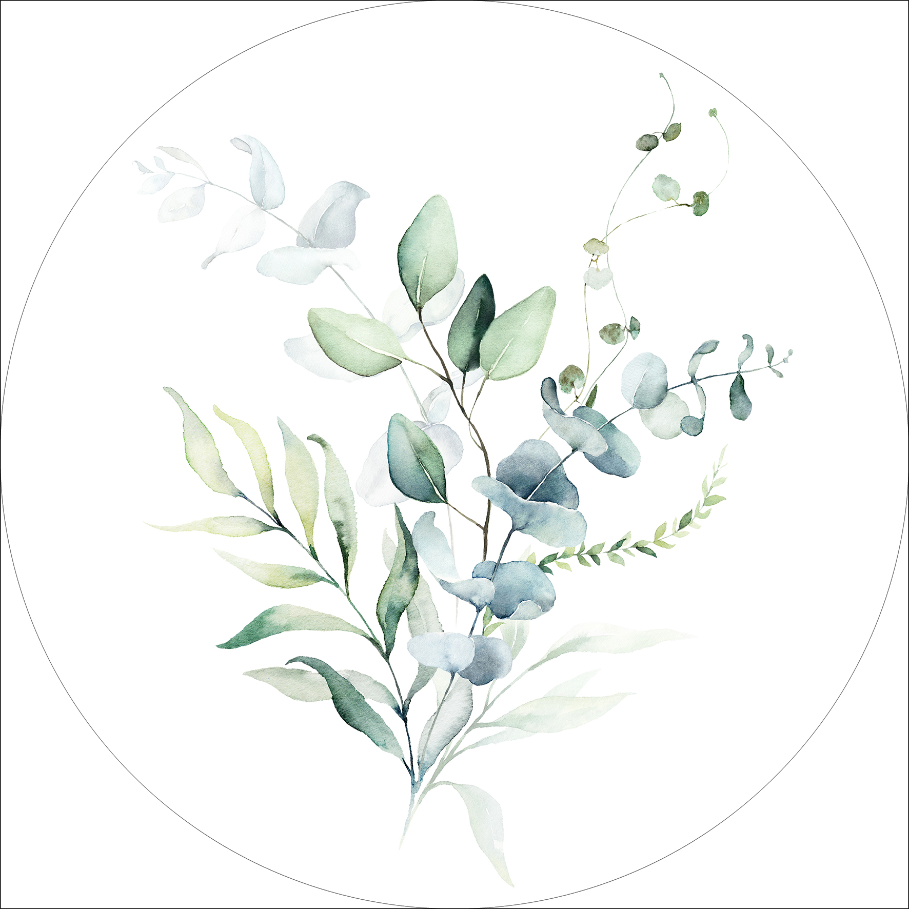 ProArt Glas-Art rund Ø 30cm Watercoloured Leaves I ProArt Glas-Art rund Ø 30cm Watercoloured Leaves I