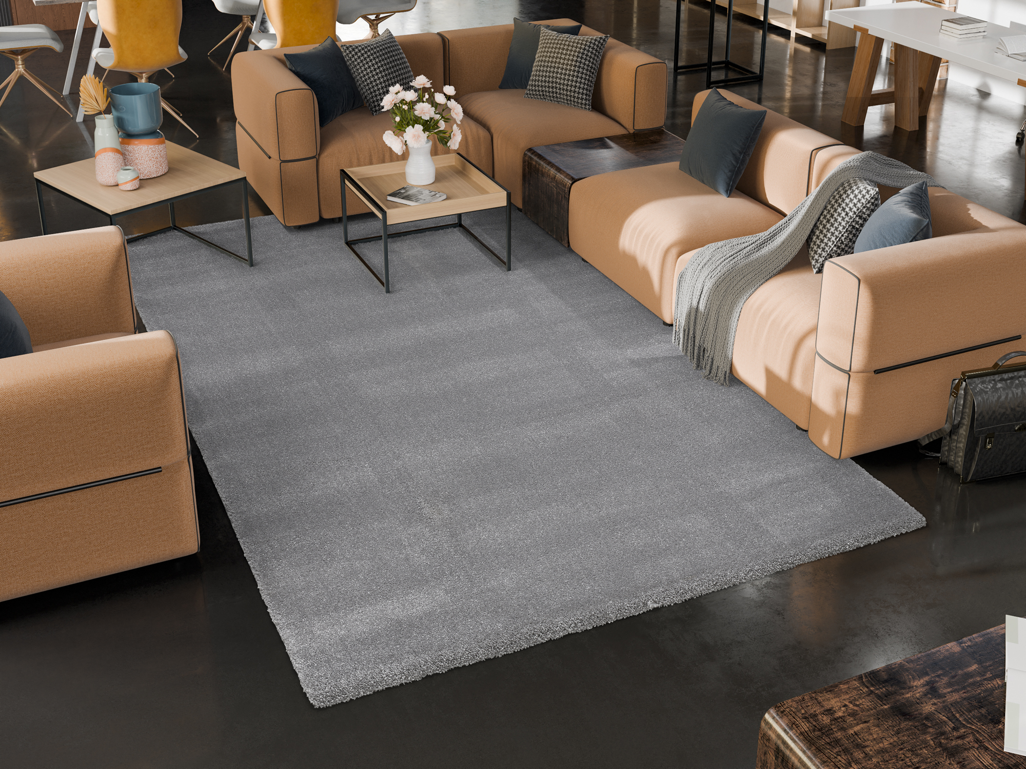 OCI Uni-Teppich PULSAR ca. 160x230cm in Farbe silber, sofa, Lounge, Sofa-Sektionalsystem, Stoff, grauer Teppich