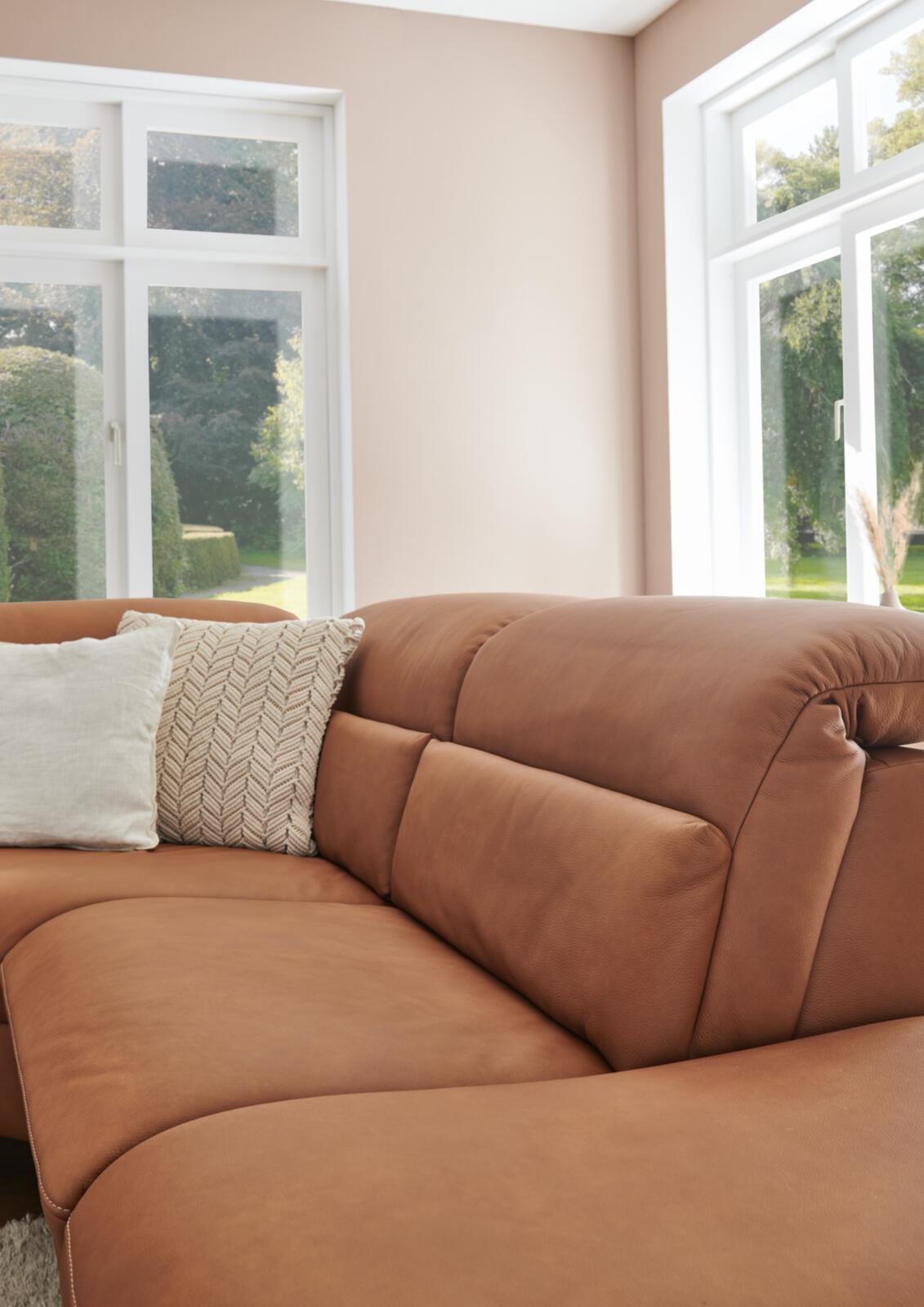 Himolla Rundecke Spektra (1480) Braun Himolla Rundecke Spektra (1480) Braun, Sofa, Wohnzimmer, Samt, Sitzgruppe, Kissen