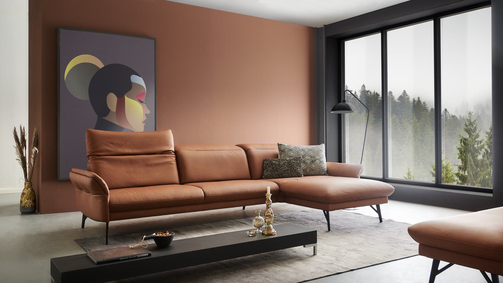 Rundecke PROMOTION (1385) ca.202x103x138cm in Leder 24 LLKont Brandy