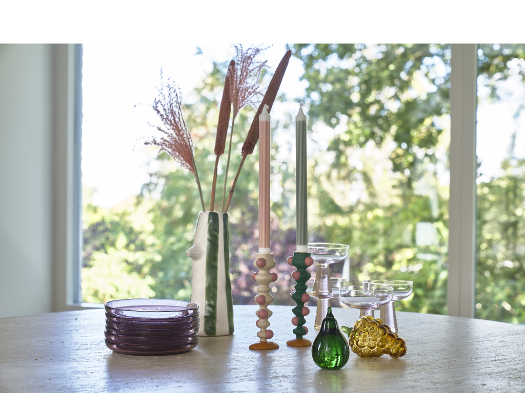 Villa Collection Vase mit Schnabel und Wimpern in Farbe grün