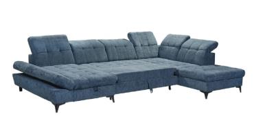 Wohnlandschaft MERCY ca. 168x348x245cm ca. 120x268cm in Ravello teal, Sofa, Ecksofa, Sofa mit Bettfunktion, Couch, Wohnlandschaft