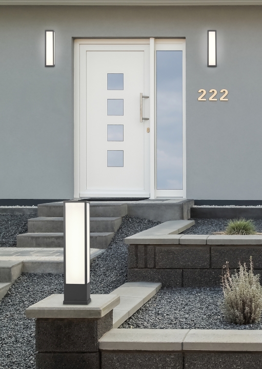 Trio LED-Pfosten FUERTE in anthrazit, Glas Kunststoff weiß