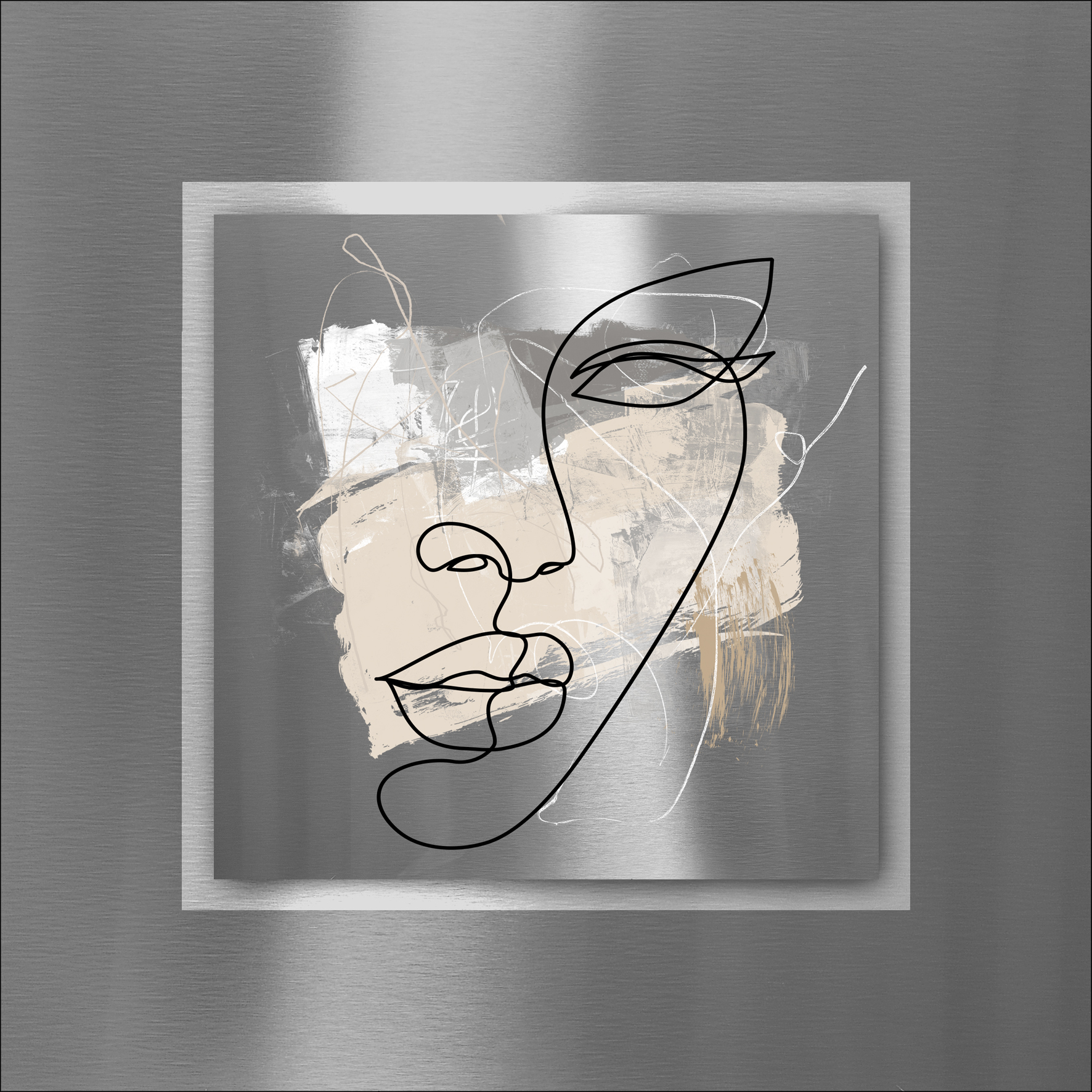 ProArt Double-Alu -Dibond bedruckt mit Aufsatz aus Dibond 50x50cm Face Lines VI