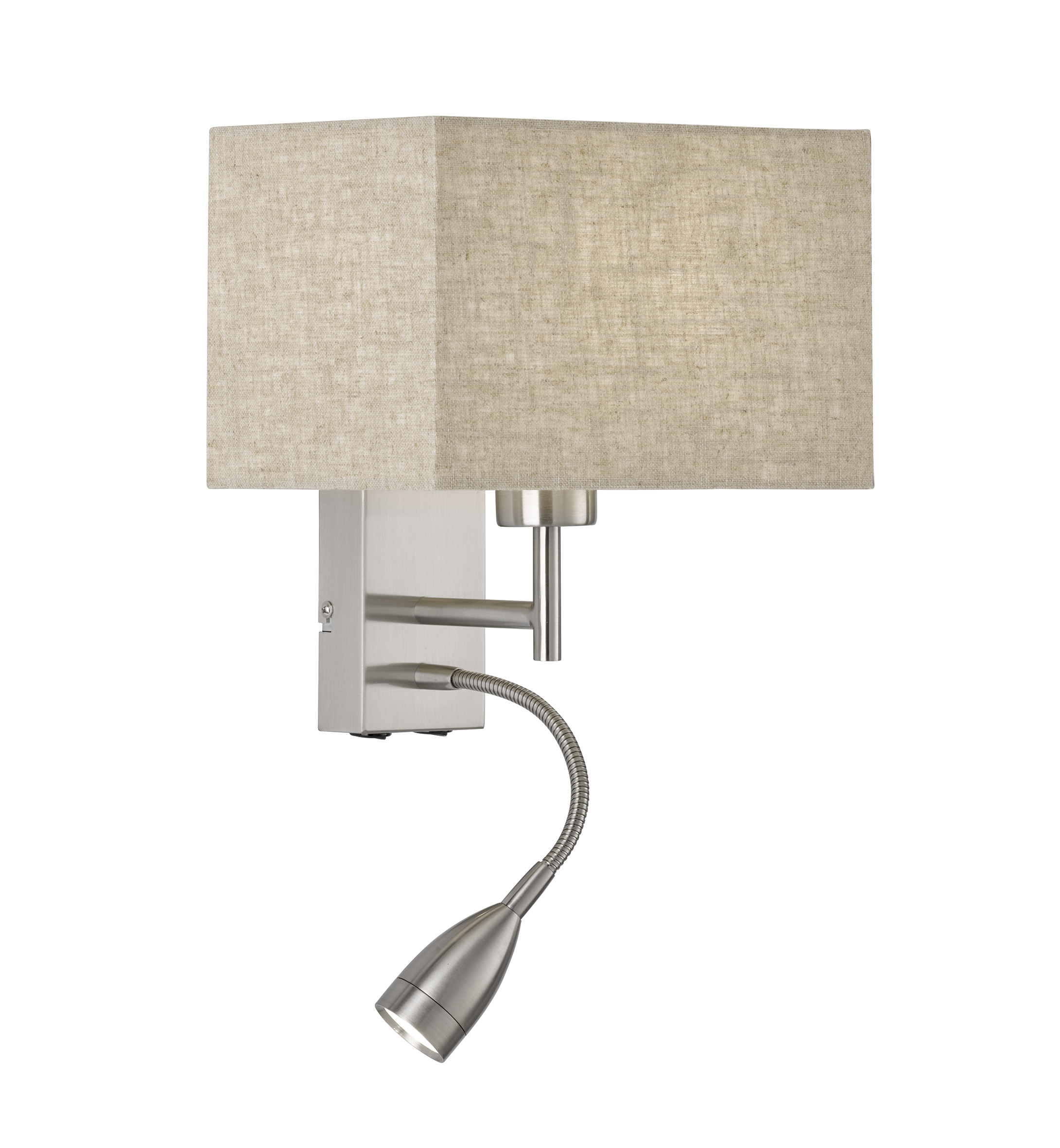 Fischer & Honsel Wandleuchte DREAM 1-flammig in Farbe Nickel matt/Stoff sandfarbig Leinen Fischer & Honsel Wandleuchte DREAM 1-flammig in Farbe Nickel matt/Stoff sandfarbig Leinen