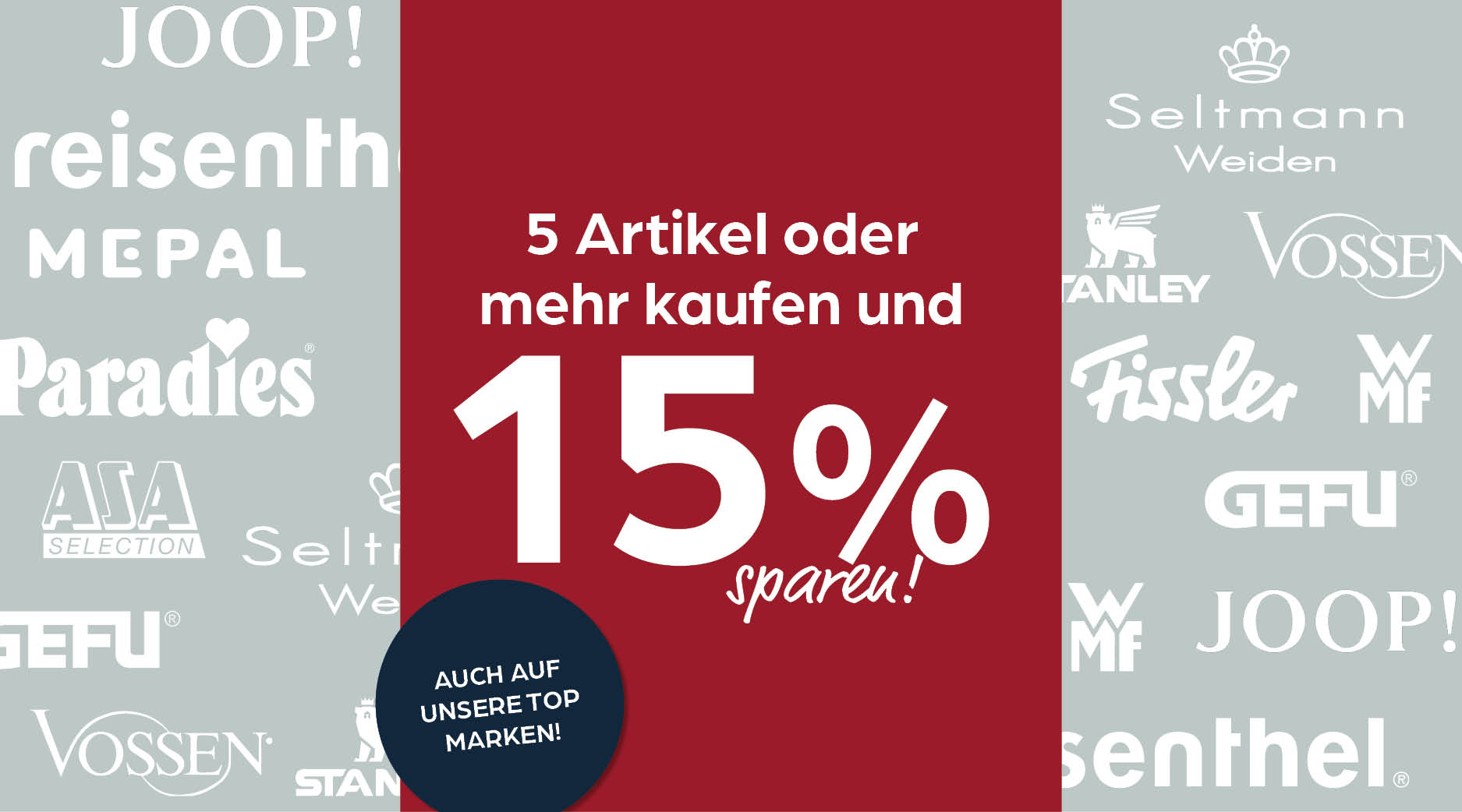 Werbemotiv, Schnäppchen, Rabatt, 15%, Top-Marken