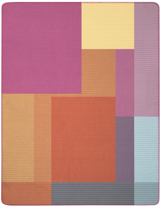 Biederlack Decke ca. 150x200cm in Farbe Cinque Terre, Patchwork, Farbfelder, Rechtecke, Stoff, Muster