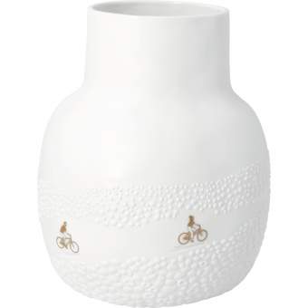 Vase FAHRT DURCHS BLUMENFELD in Fahrt durchs Blumenfeld, Vase, Keramik, weiß, strukturiert, Fahrrad-Muster
