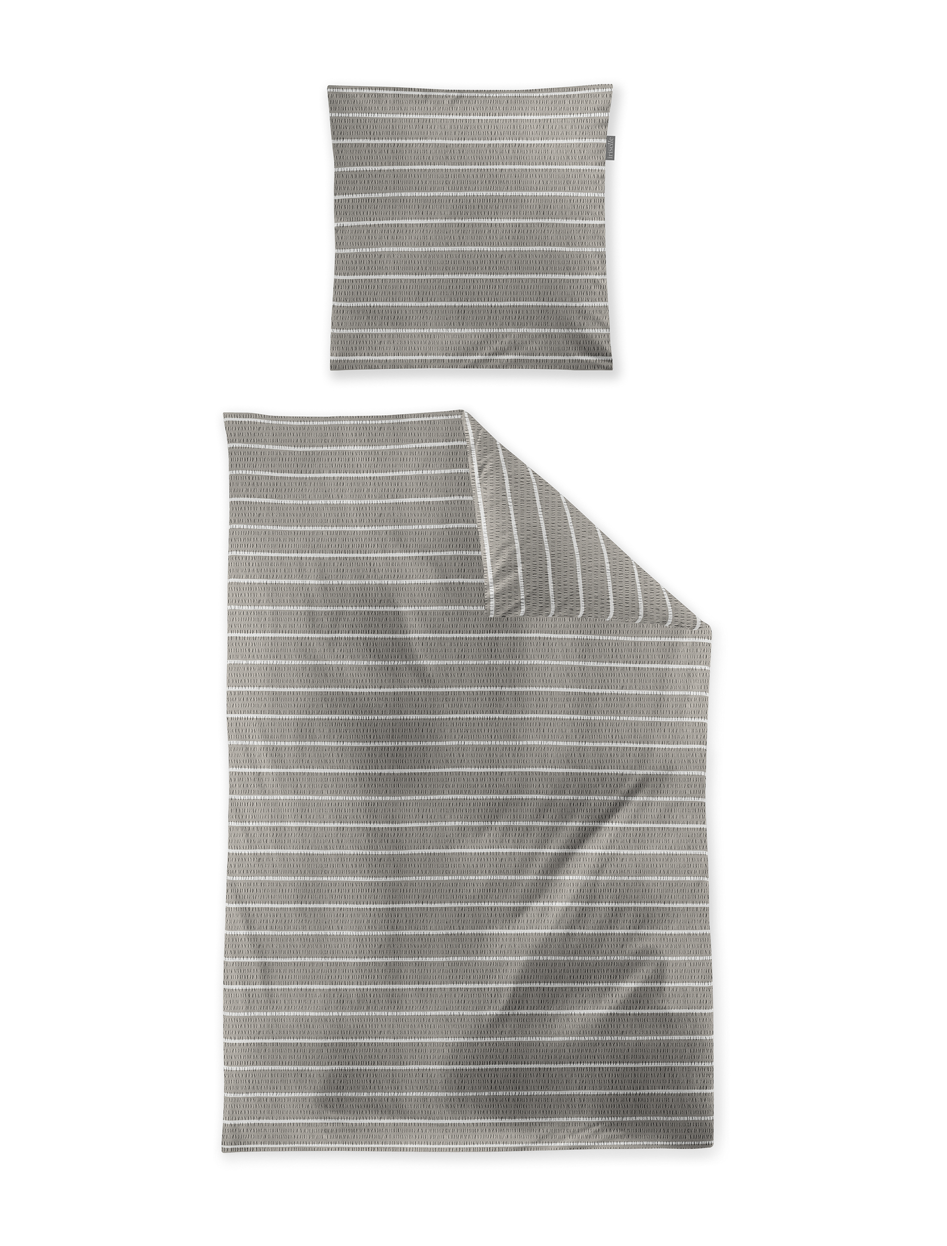 irisette Seersucker Bettwäsche EASY in Farbe ca. 135x200cm, Kissen, Kissenbezug, Kunstfaser, Streifendesign, Graues Muster