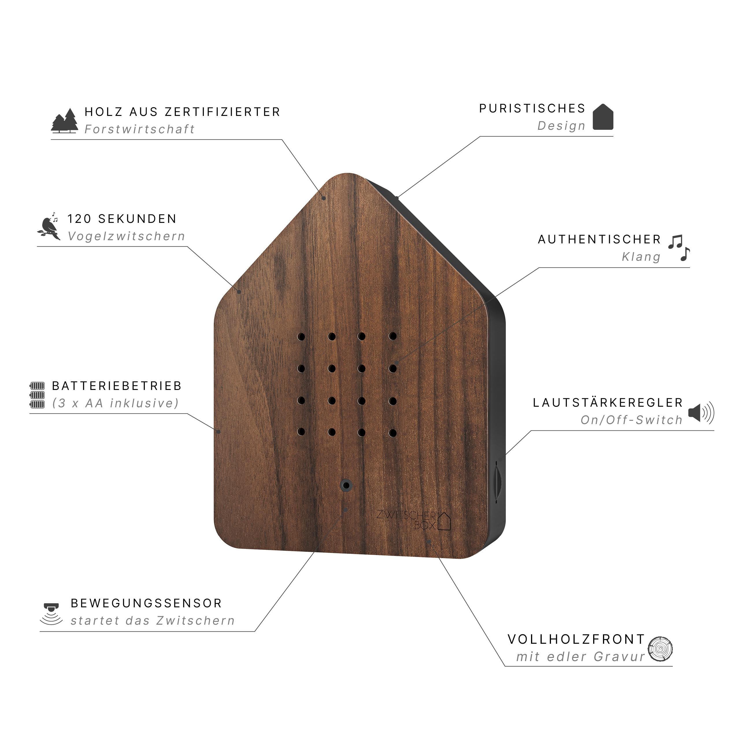 Relaxound Zwitscherbox Walnut Dark Relaxound Zwitscherbox Walnut Dark
