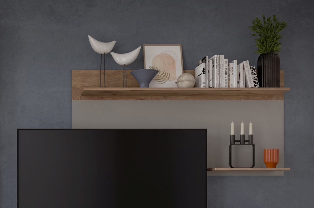Xonox Home Wandboard CELINO in Front/Korpus hellgrau Nachbildung / Absetzung Nox Oak Nachbildung