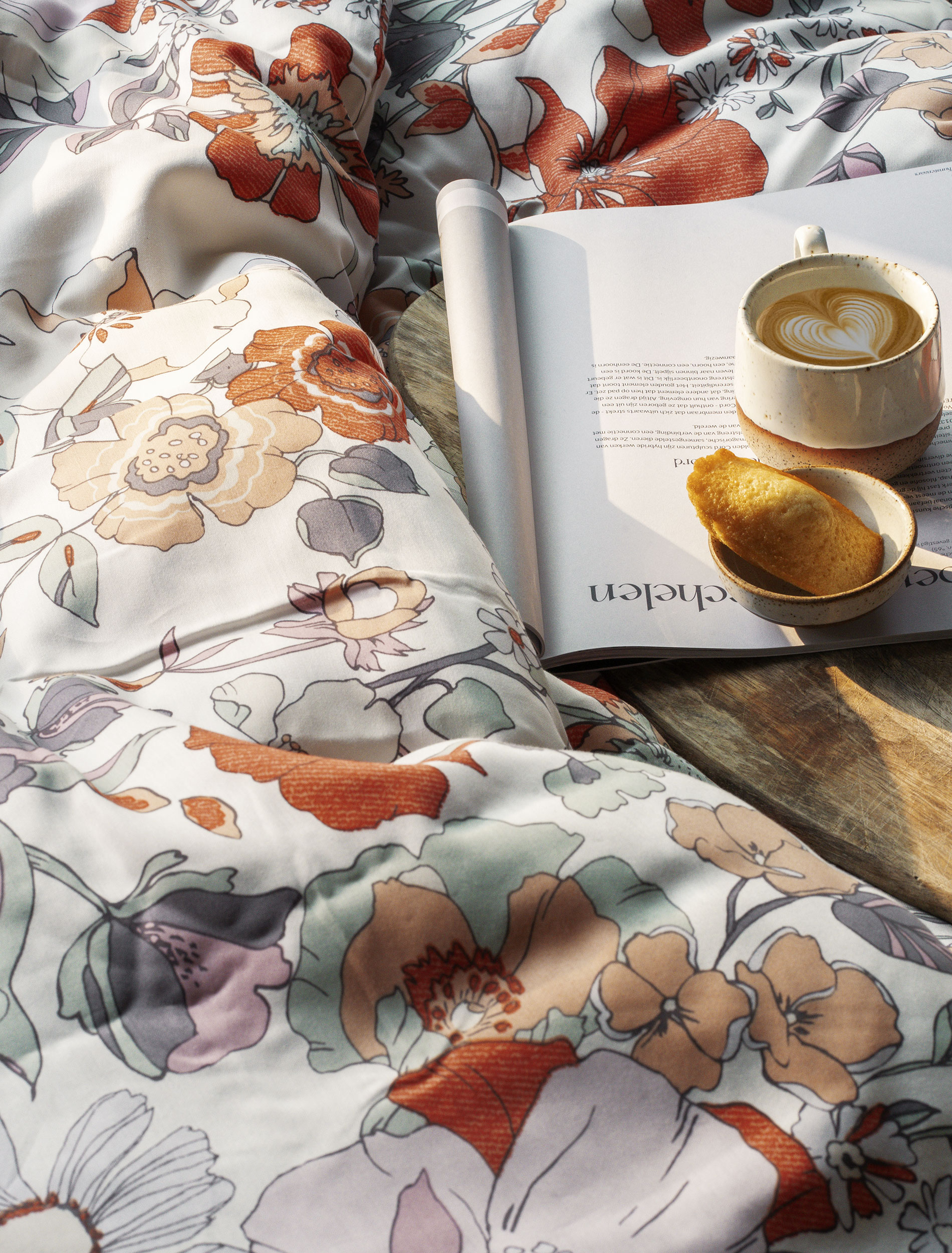 irisette Mako-Satin Bettwäsche WAVE ca. 155x220cm in Farbe ROT, Pokal, Getränk, Kaffee, Kaffeetasse