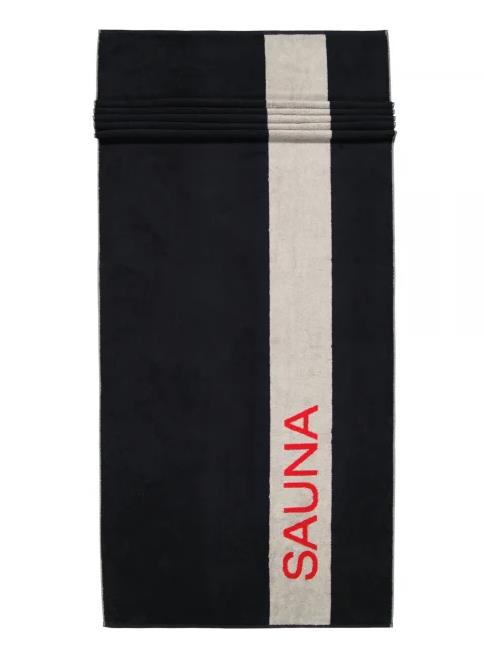 Cawö Saunatuch SAUNA 80x200cm in Farbe lava, Saunatuch, Tuch, schwarz mit beiger Streifen, Fitnesszubehör, Badezubehör