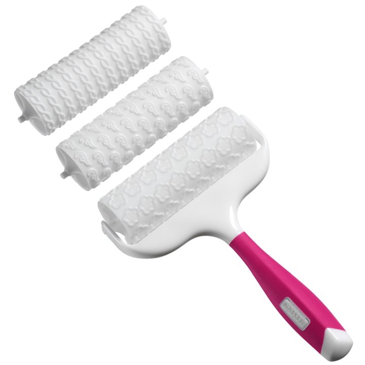 Kaiser Fondant Strukturroller-Set 4-teilig Weiß Pink