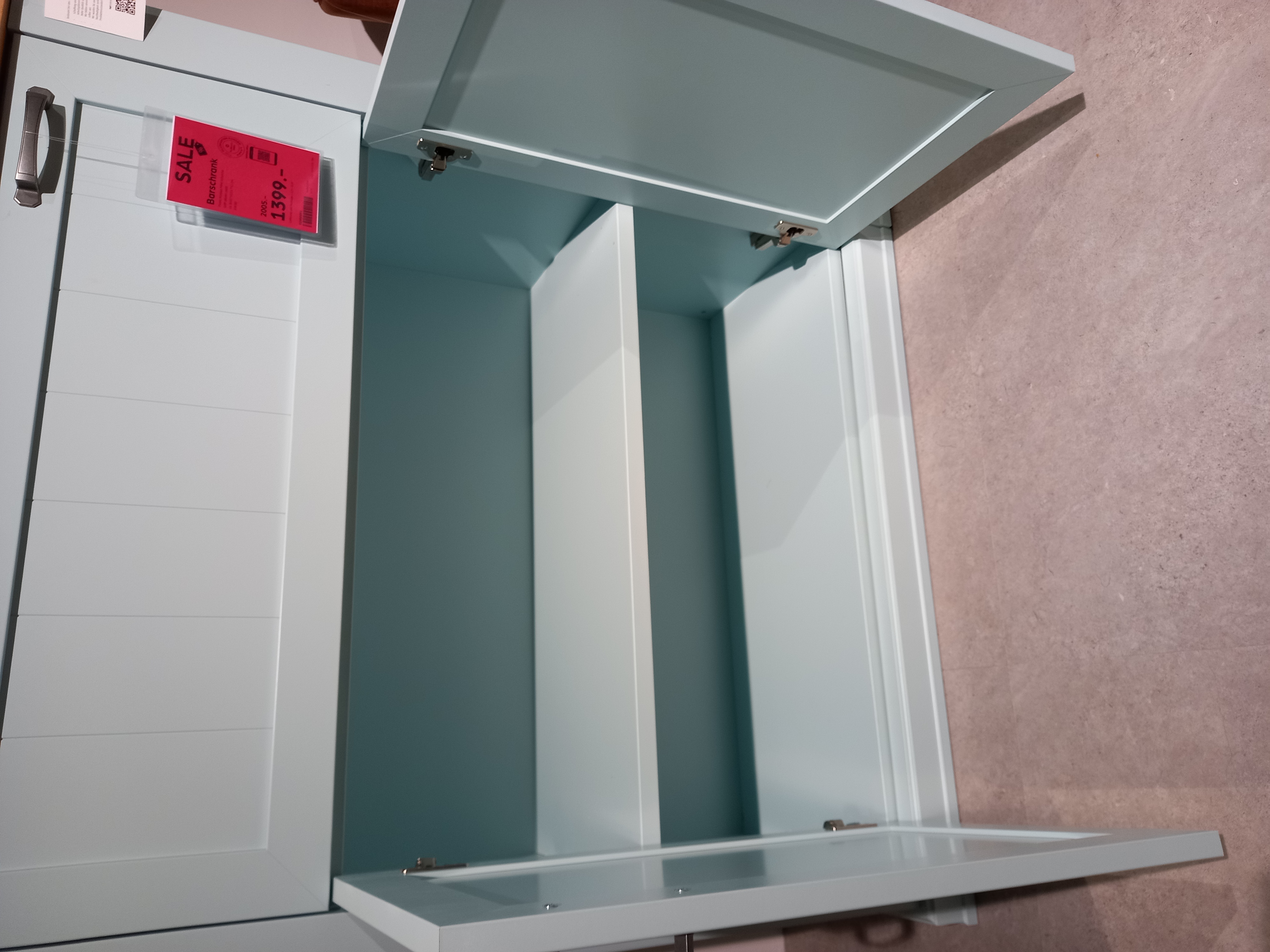 Wehrsdorfer Barschrank SYLT LIVING in Front/Korpus Mint/Asteiche, Wandschrank, Schrank, Mobiliar, Anrichte, Kabinett