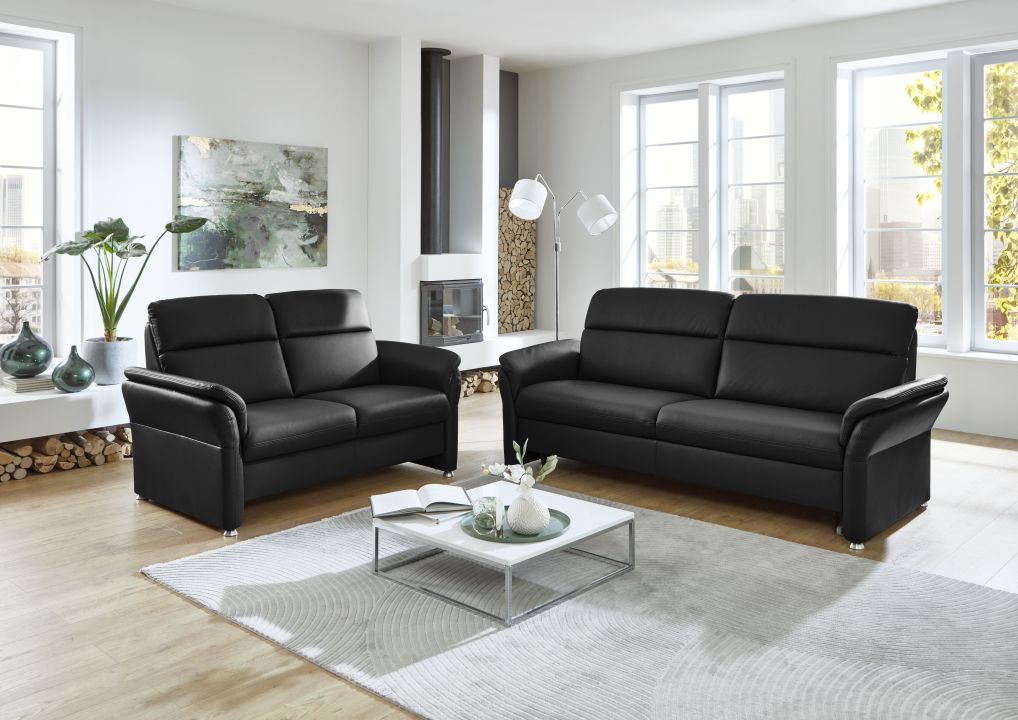 2-Sitzer MM-PN1051 in Leder Rodeo charcoal, Sofa, Wohnzimmer, Schwarz, Ledersofa, Garnitur