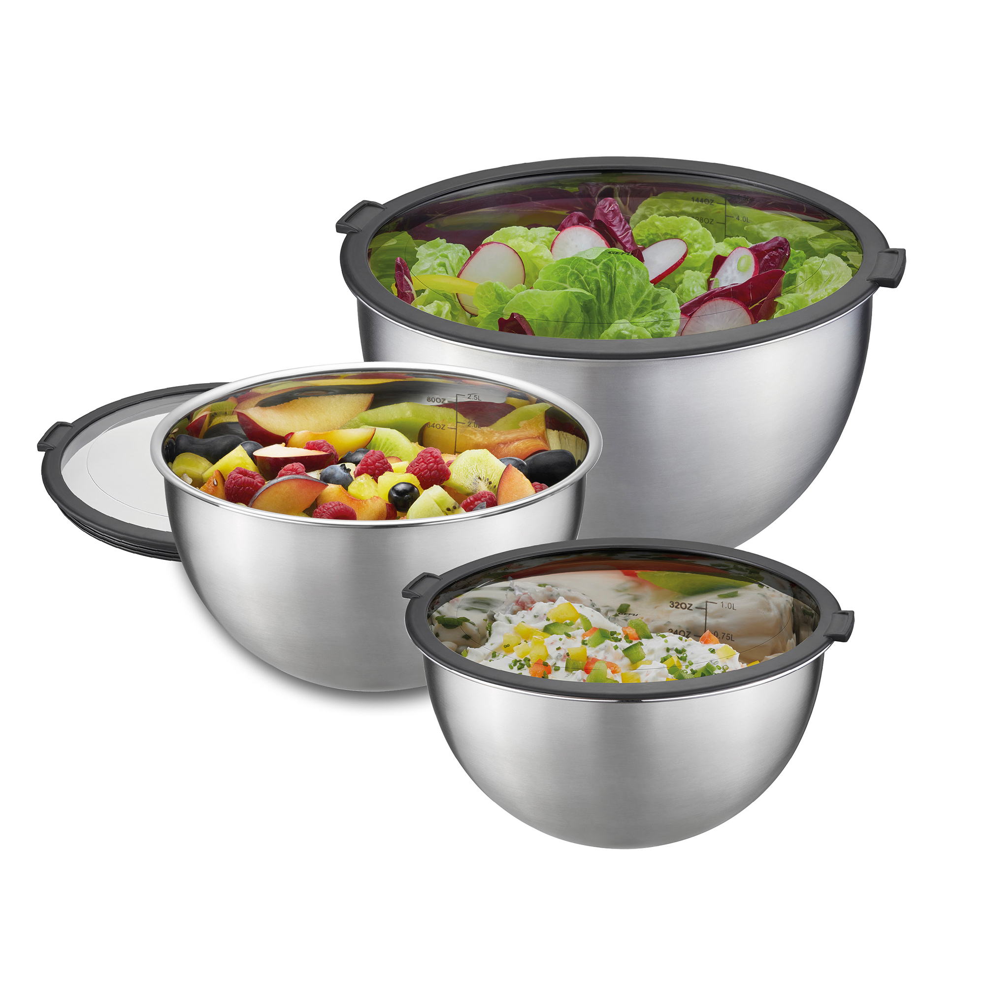 GEFU Frischhalteschüssel-Set MONDI in Farbe schwarz/silber GEFU Schüssel-Set Mondi in Schwarz, silber