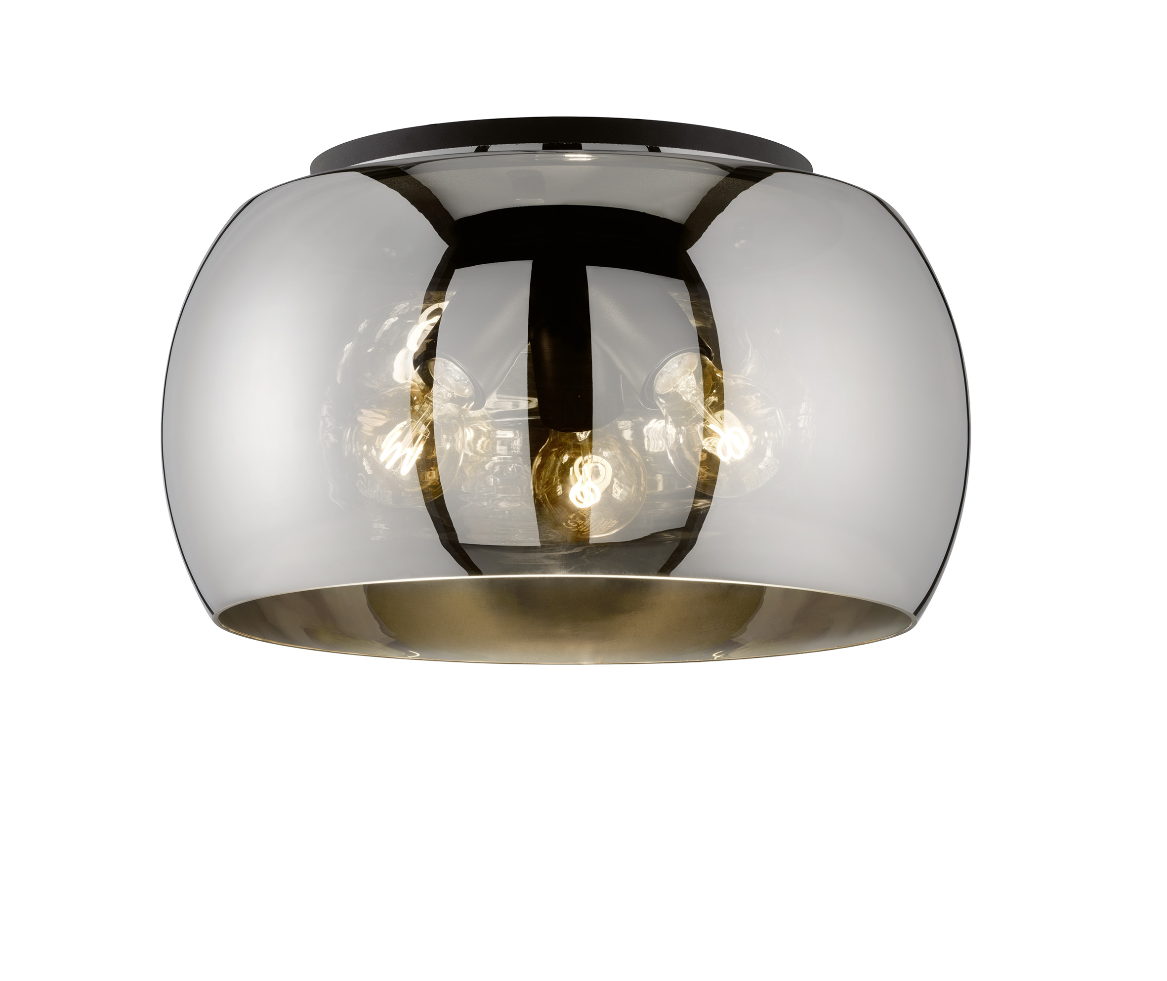 Fischer & Honsel Deckenleuchte DIMA 3-flammig in Farbe Metall sandschwarz/Glas rauchfarbig