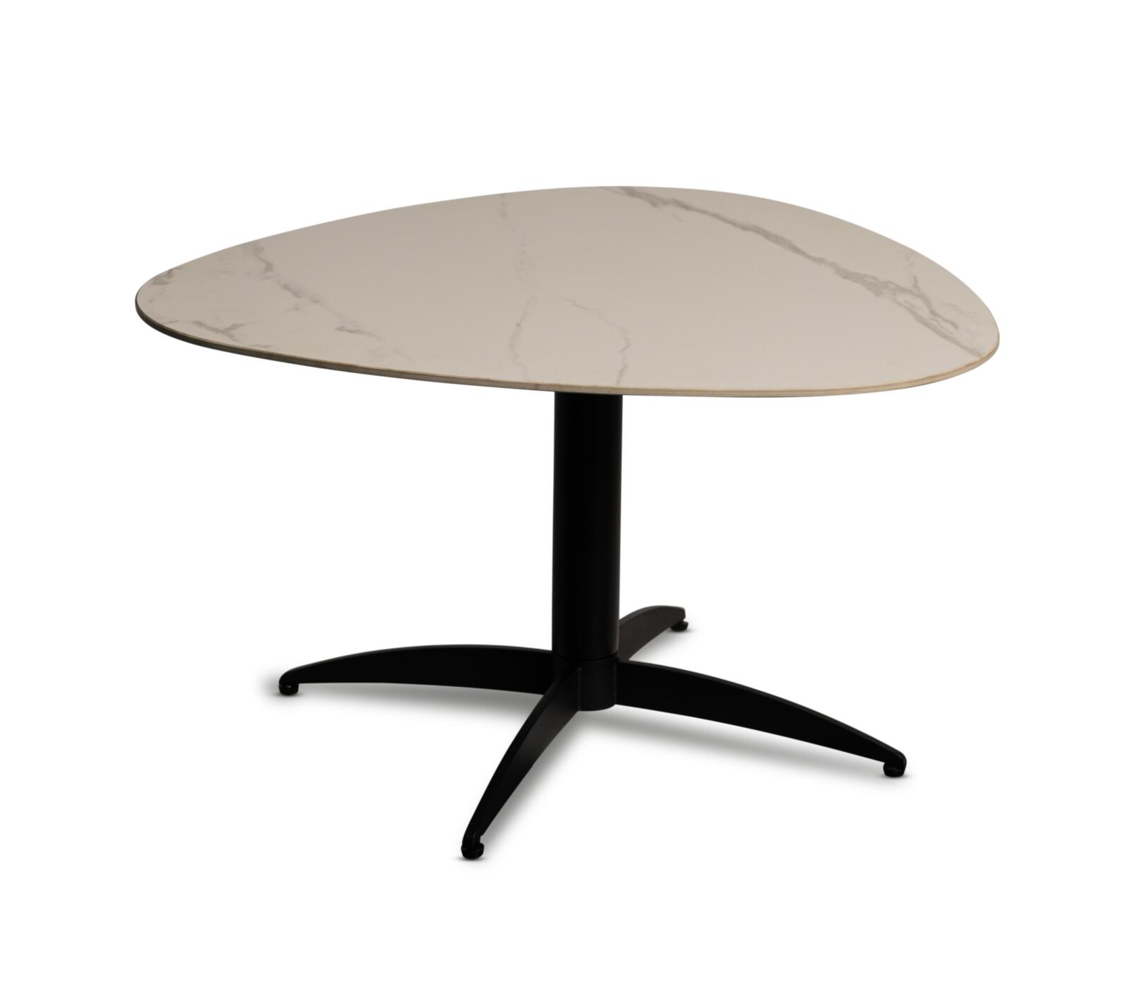 Couchtisch OHIO in Stein mattweiß marmoriert Couchtisch OHIO in Stein mattweiß marmoriert, Esstisch, Marmoroptik, runder Tisch, Metallbasis, Beige