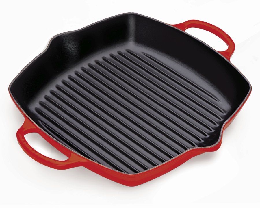 Le Creuset Grillpfanne Ø ca. 30cm Kirschrot Quadratisch, 2 Griffe