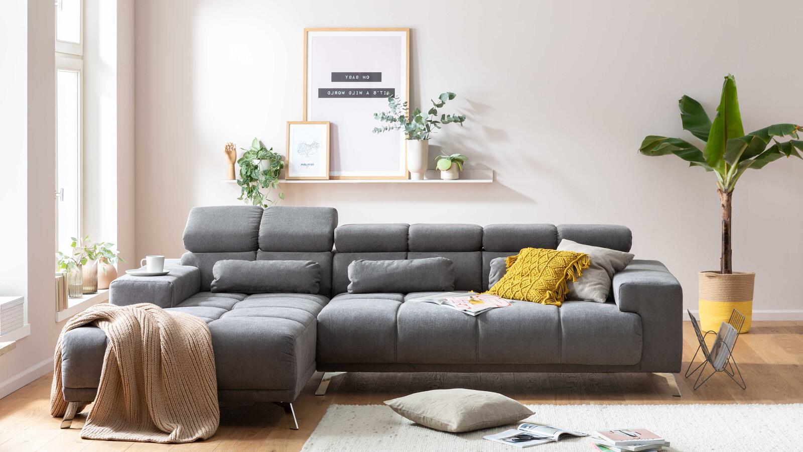 Iwaniccy Funktions-Ecksofa Speed ca. 285 x 201 cm in Stoff Camaro grau