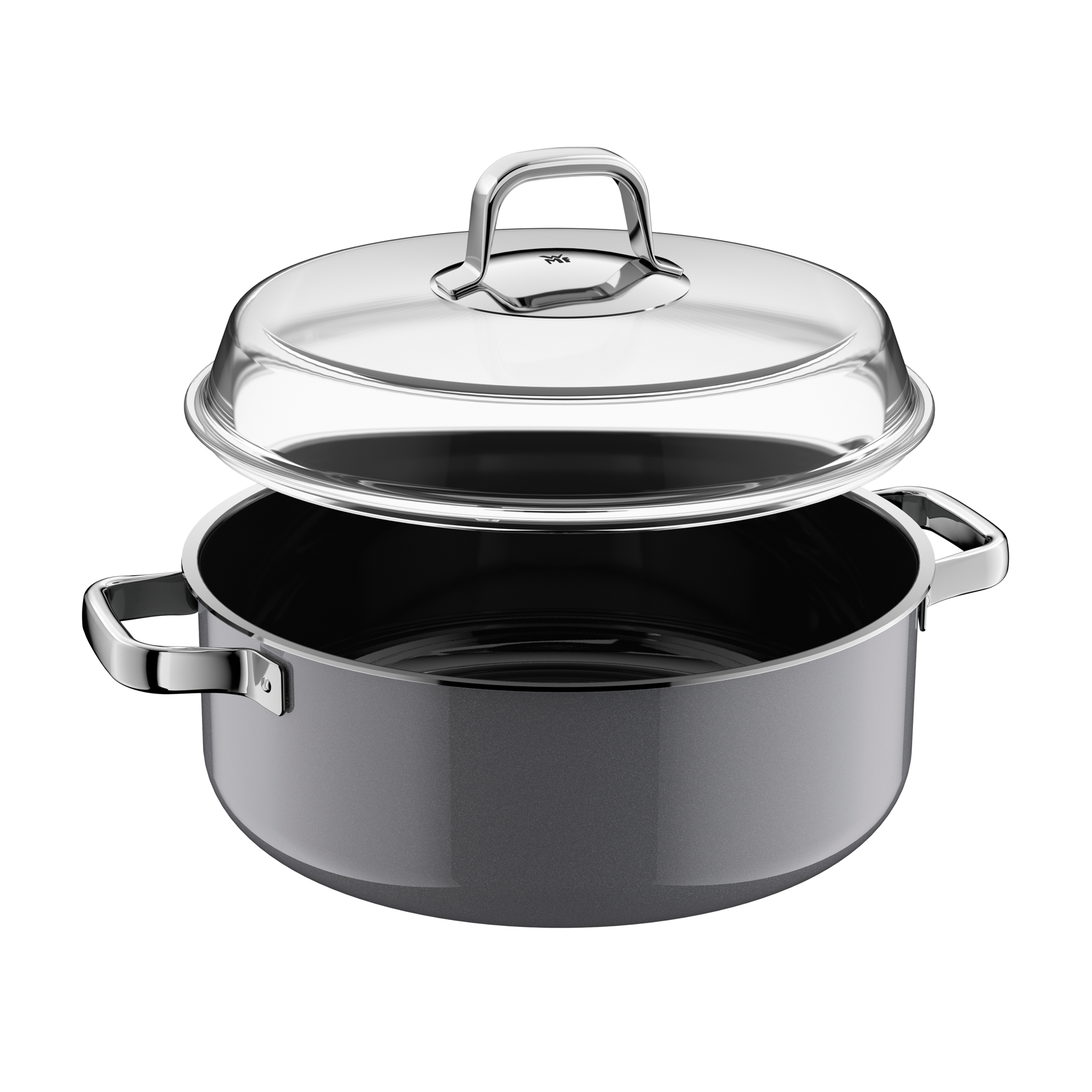 WMF Fusiontec Mineral Pro, Schmortopf mit Deckel, 28 cm, Platinum in Platinum grau, kochtopf, titanstahl, glasdeckel, rostfrei, rund