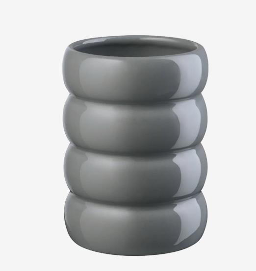 ASA Selection Vase LOOPY in Farbe grau glänzend ASA Selection Vase LOOPY in Farbe grau glänzend, vase, keramik, geriffelt, grau, gestapelt