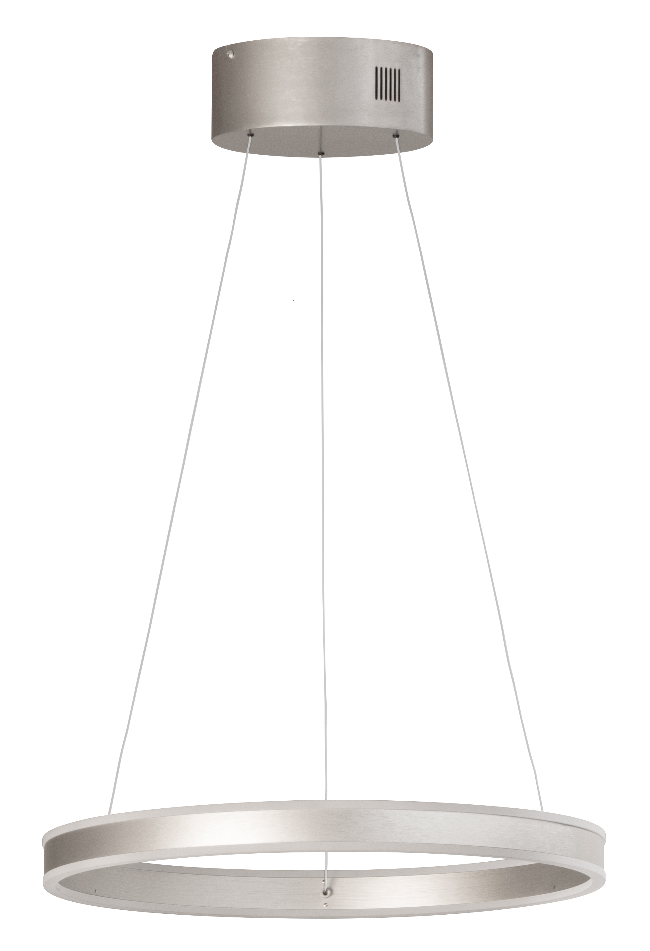 Fischer & Honsel LED-Pendelleuchte SILVIO 1-flammig in Farbe Nickel matt/Acryl weiß, Pendelleuchte, Ringpendel, metallisch, runder Rahmen, decke befestigt