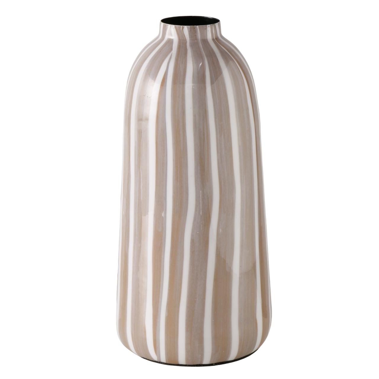 Boltze Vase Strino, Vase, Keramik, Streifen, Beige, Hochglanz