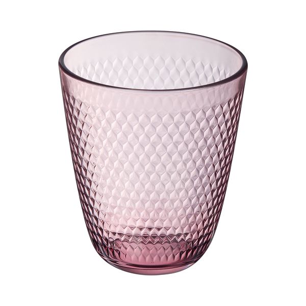 CreaTable Gläser Pampille in Farbe Malve glänzend, Glas, Vasaglas, Rautenmuster, Pink, Transluzent