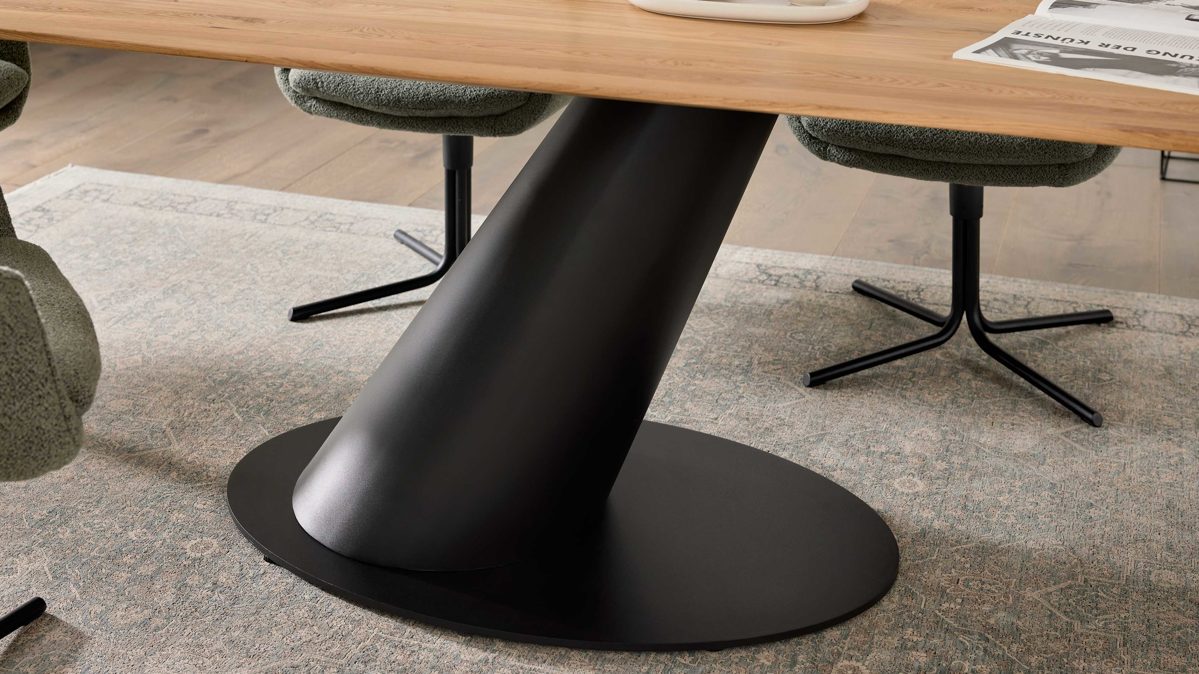 Interliving Esstisch IL 5121ca. 200x100cm in Platte Charaktereiche massiv/Gestell Metall schwarz, Moebel, Tabelle, Tischplatte