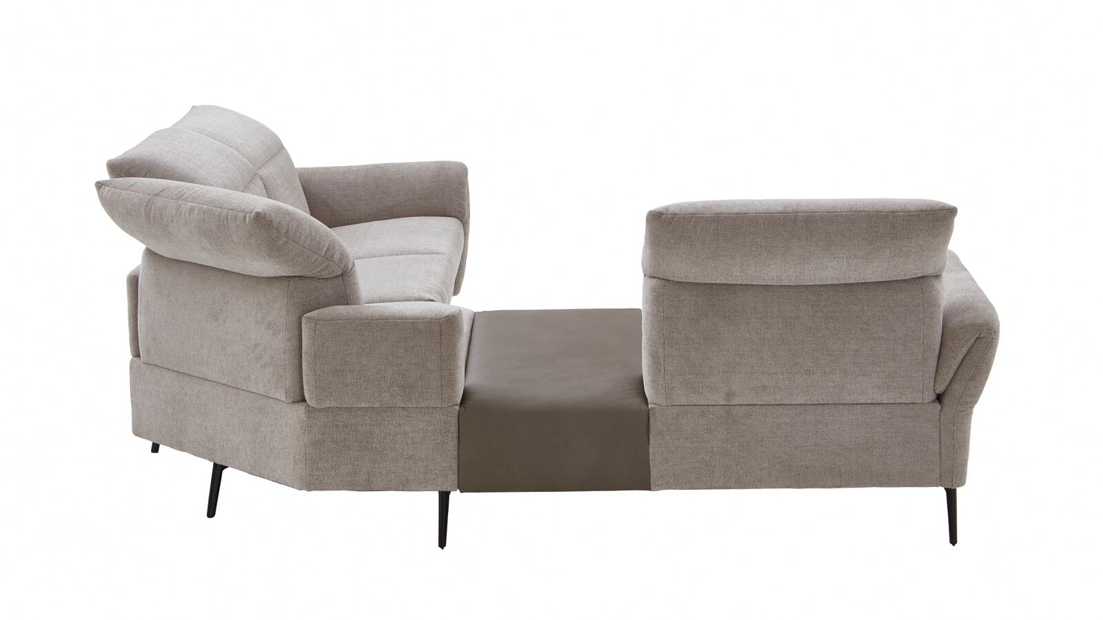 Polsteria Polstereckgruppe FERNANDO ca. 258x288cm in Stoff Aurin beige/Leder Evita smoke