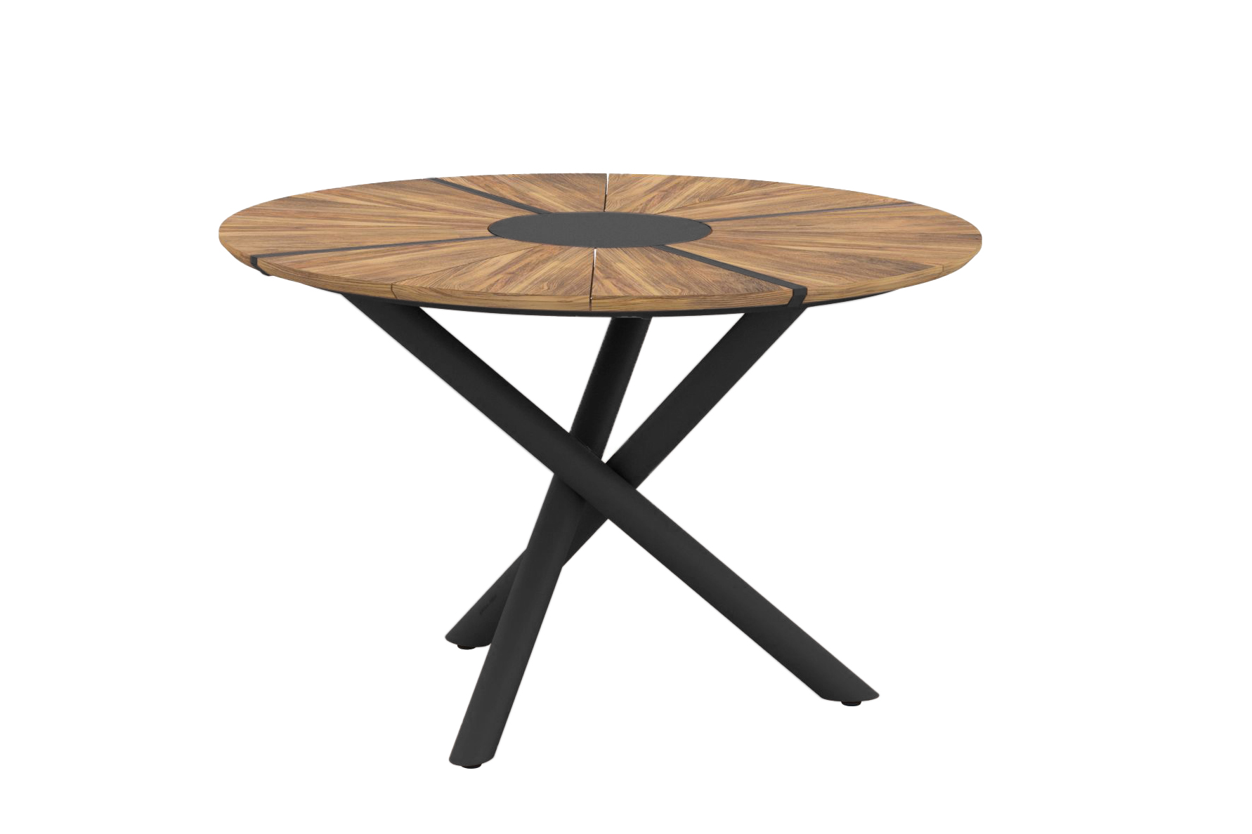 Tisch REXA Ø ca. 120cm mit Platte in Teak gebürstet