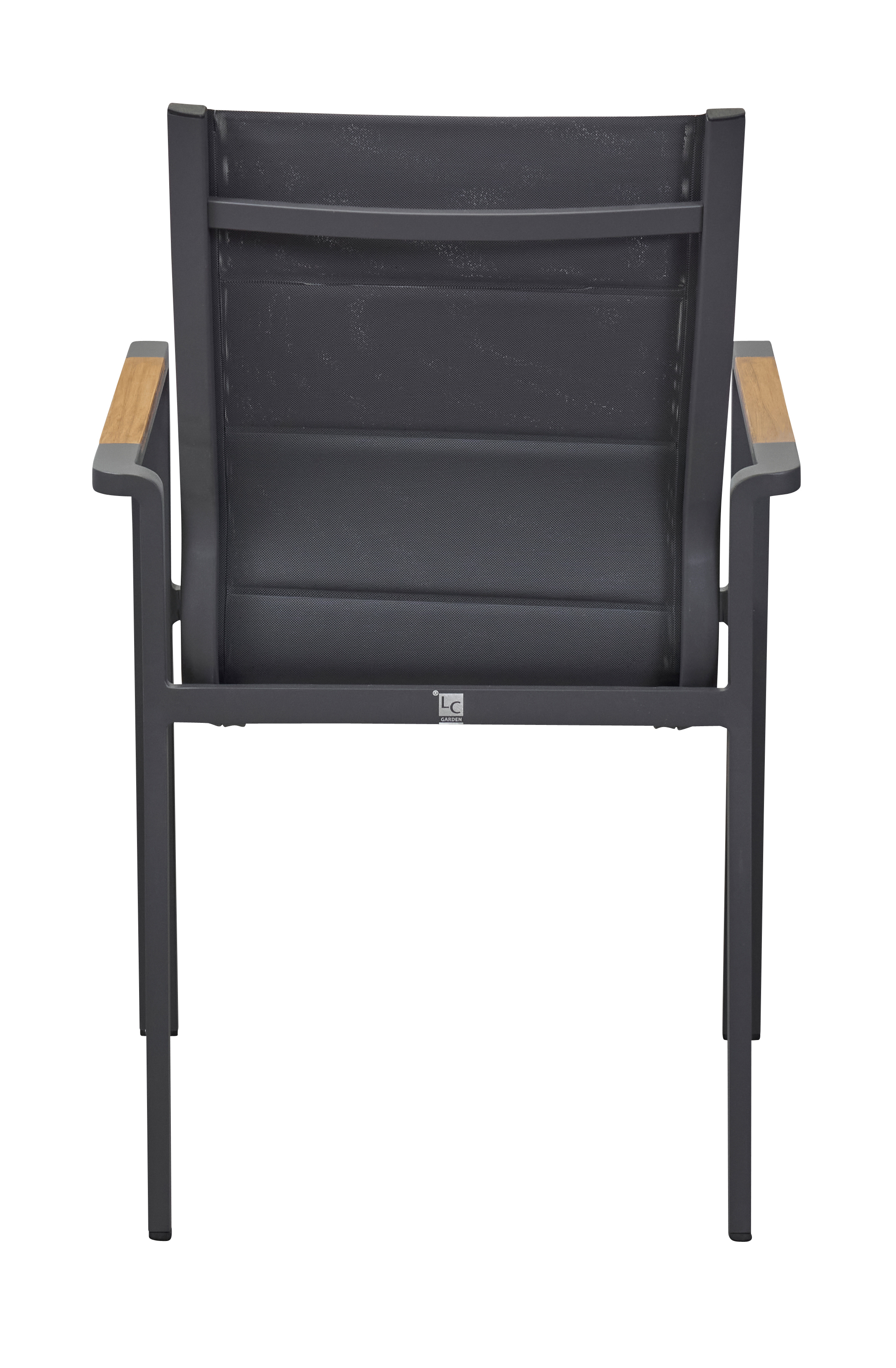 L.C. Wholesaler Stapelsessel UNICAMO in Farbe anthrazit mit Teak-Armlehnen L.C. Wholesaler Stapelsessel UNICAMO in Farbe anthrazit mit Teak-Armlehnen, Stuhl, Mobiliar, Sessel