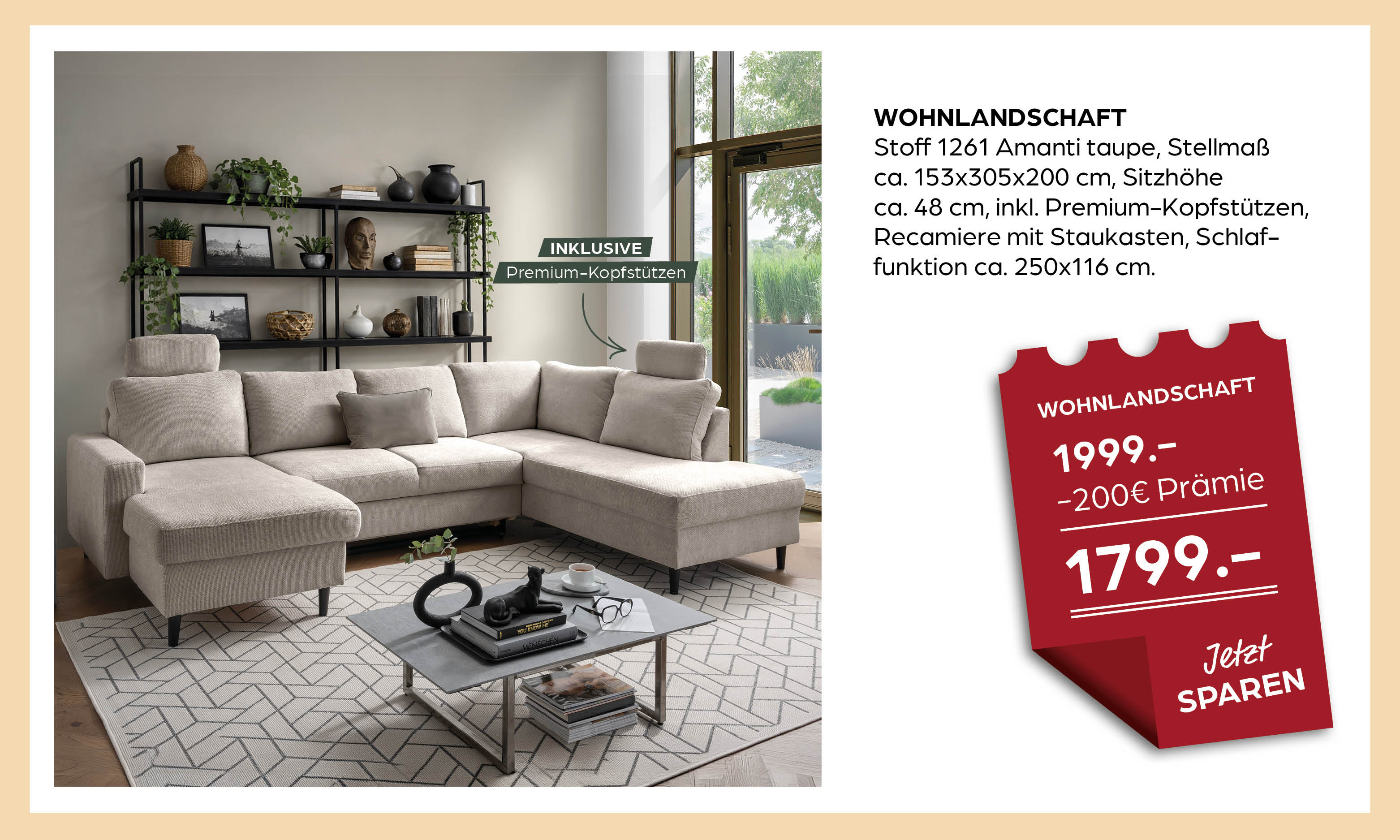 Wohnlandschaft, Sofa, Stoff, Wohnzimmer, Kombi-Sofa